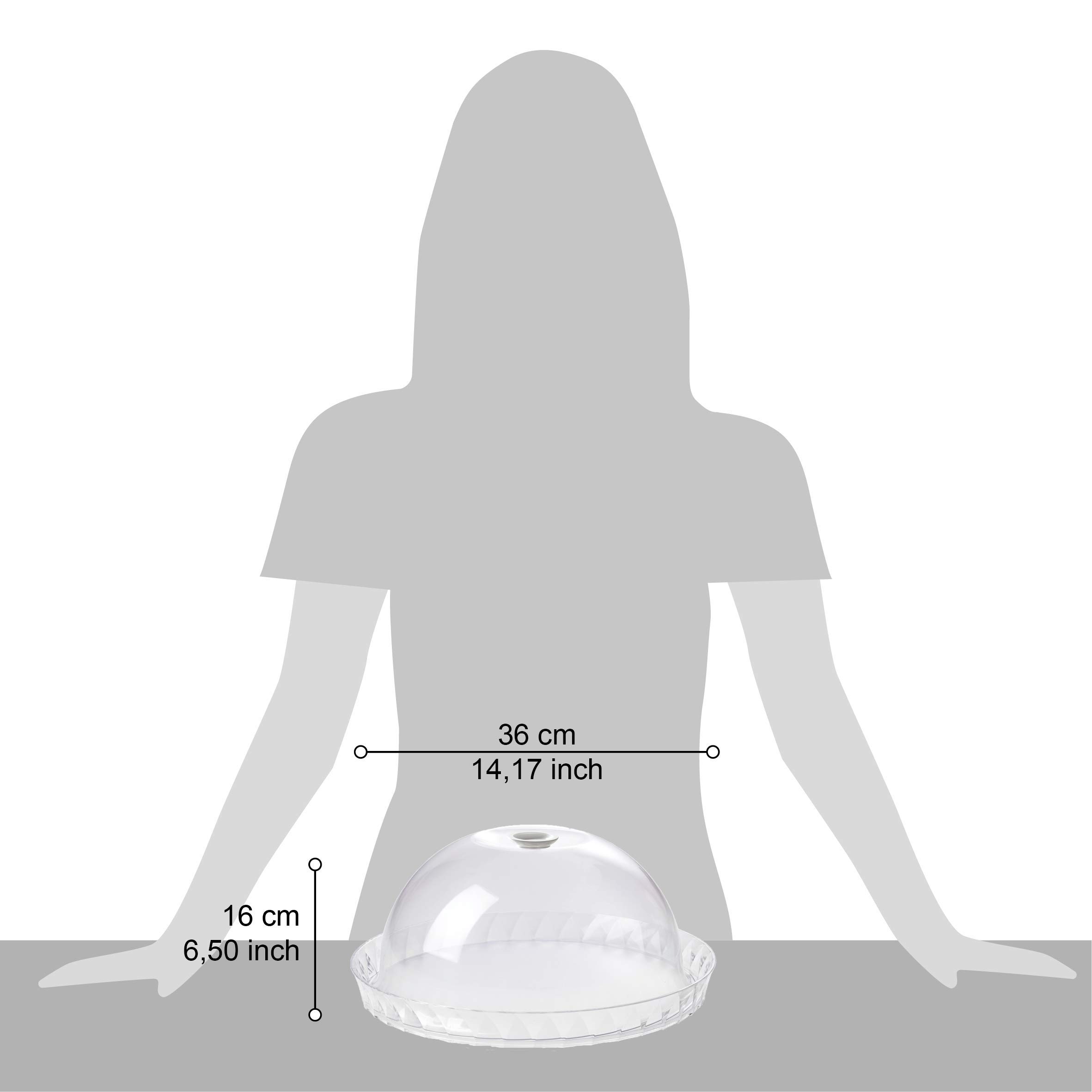Omada Design Porta dolci da 36 cm, piatto per torta con campana da 16,5cm, in plastica infrangibile, Made in Italy, Linea Diamond, Trasparente