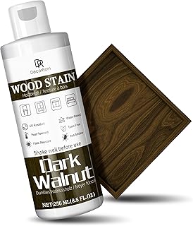 Wood Stain, 8.5oz Dark Walnut Water Based Wood Stain, Matte Wooden Dye Fast Curing for Indoor and Outdoor Wooden Furniture, Doors, Window, Paneling, Cabinets Low Odor Non-Toxic & Long Lasting
