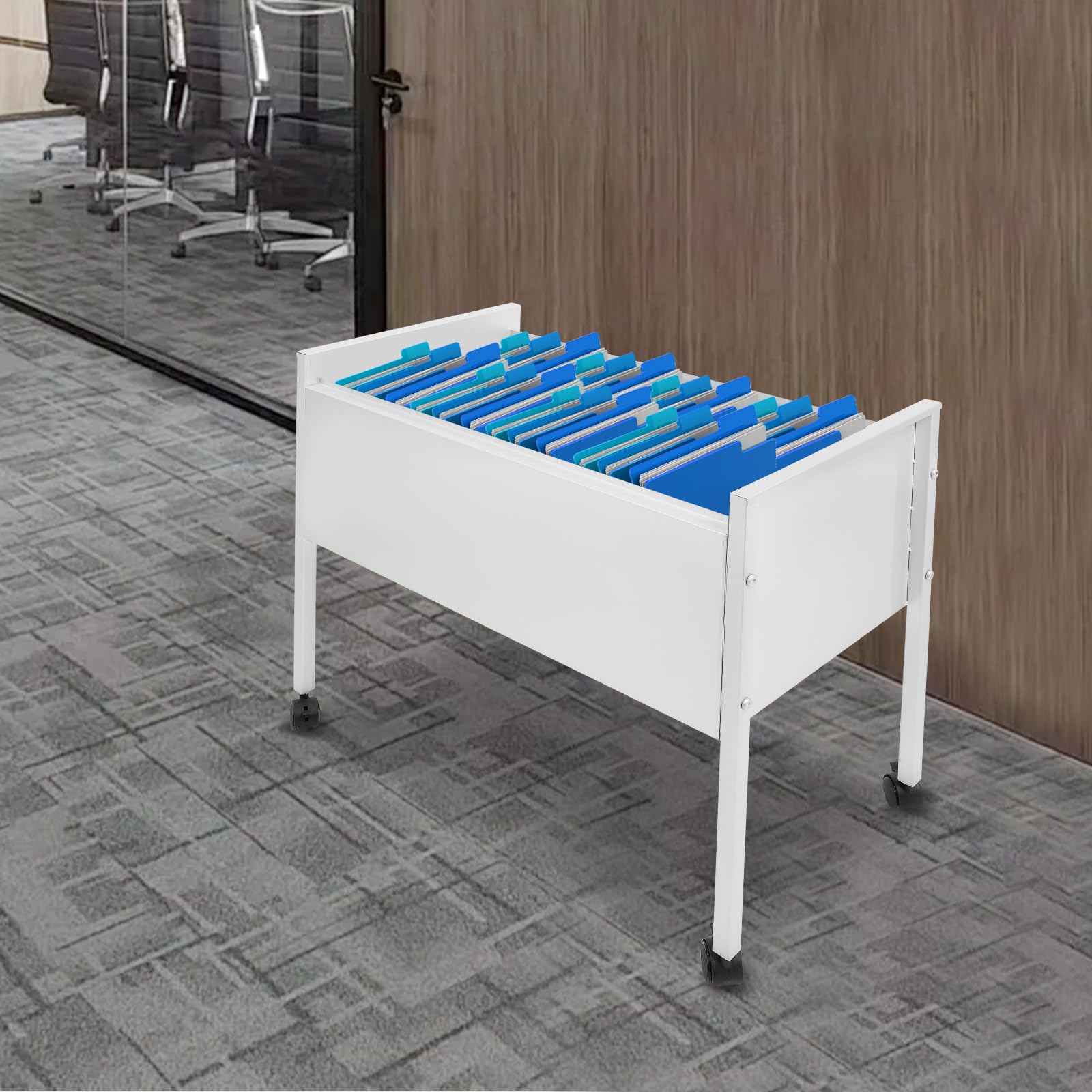 Aktenordner mit Rädern Rollbarer Aktenschrank für Hängemappen für Büros Konferenzräume Arbeitszimmer Silber 70 * 37 * 60cm
