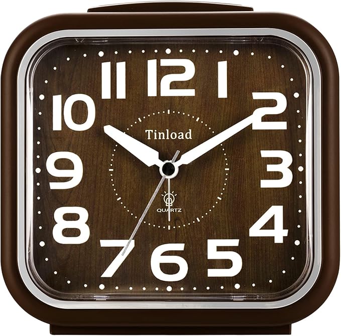 5.5" Silent Analog Alarm Clock Non Ticking, Gentle Wake, Beep Sounds, Increasing