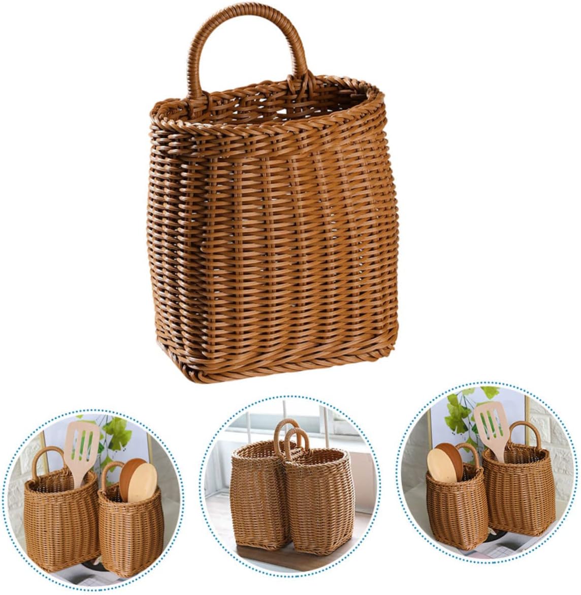 BESPORTBLE 3 Pcs Kitchenware Hanging Basket Over The Cabinet Door Organizer Wicker Basket Great Hanging Pot Woven Basket Hanging Basket for Door Wall Plant On The Door Plastic