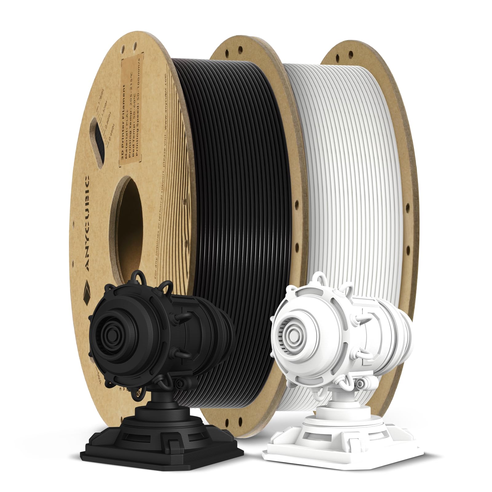 ANYCUBIC PLA+ Filamento 1,75mm, Resilienza Migliorata, Avvolgimento Pulito, Filamento PLA Plus per Stampante 3D, Riconoscimento RFID(Nero Perlato,Bianco Brillante,2KG)