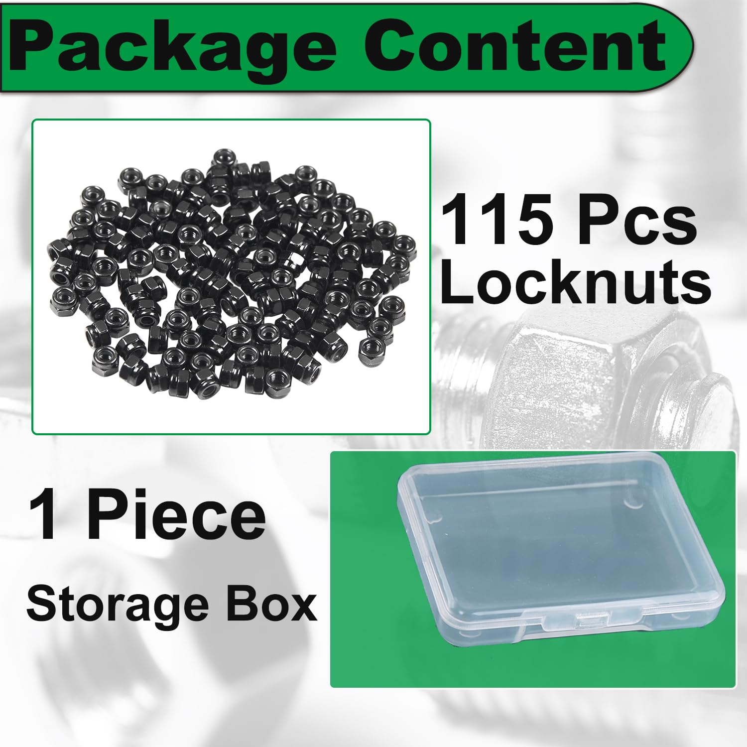 20-Pack M10 Nylon Insert Lock Nuts – 304 Stainless Steel Self-Locking Hex Nuts, Corrosion-Resistant, With Storage Box, For RC Cars, 3D Printers, Hardware