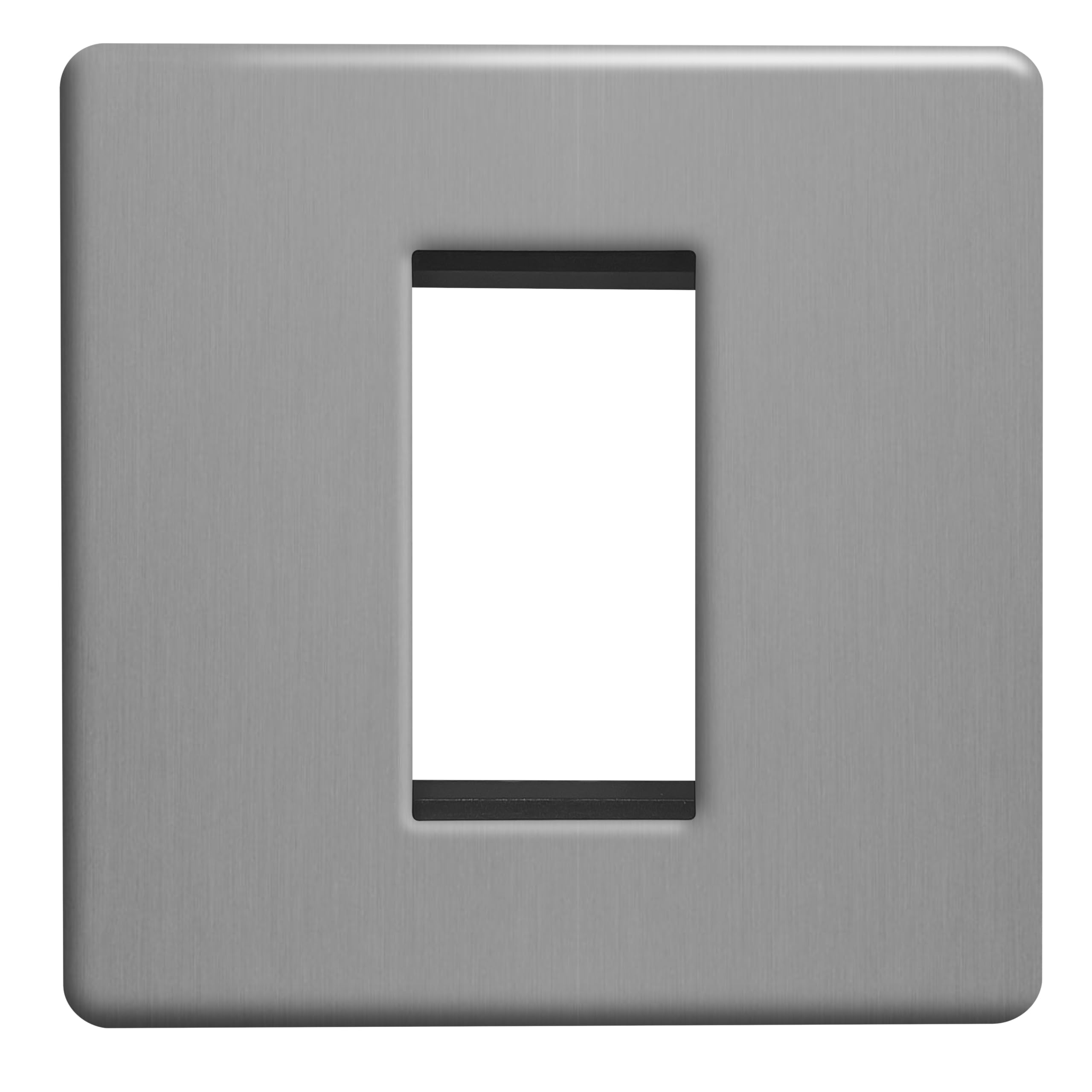 Evoges Brushed Chrome Terra Modular Faceplate – 1G / 2G / 4G – Euro Module Size 25X50mm, 50X50mm & 100X50mm – Decorative Metal Finish, Uk Wiring Accessories (1 Gang)