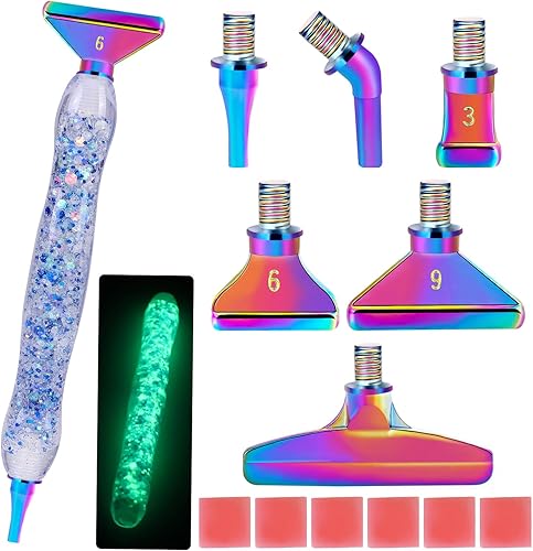DoreenBow 13 puntas de metal para pintura de diamantes, puntas de rosca, puntas de rosca luminosas, accesorios para bolígrafos de pintura de
