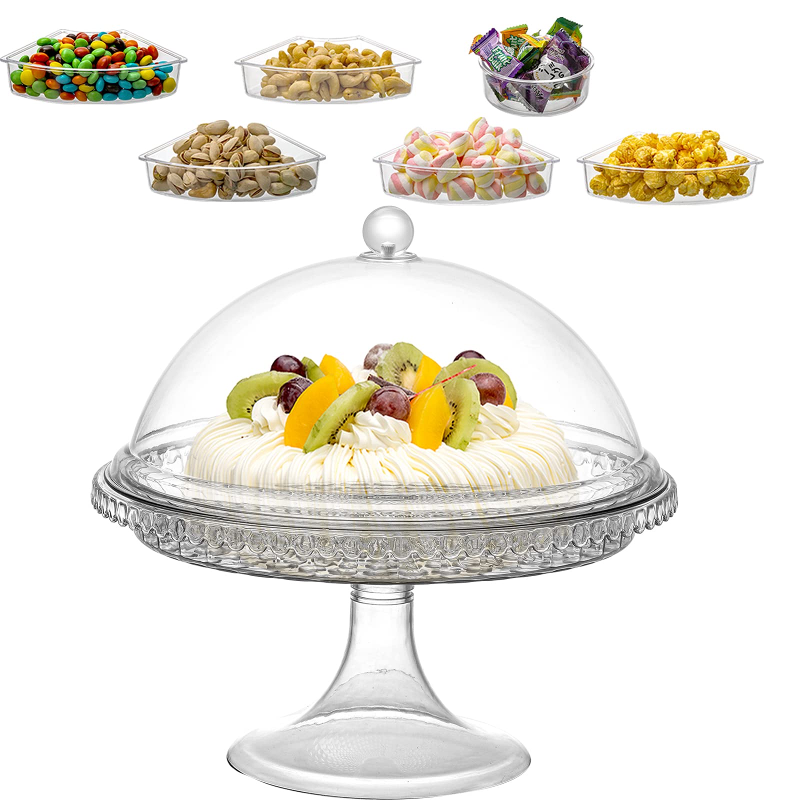 Buy Cedilis Acrylic Cake Stand with Dome Cover, 13inch Clear Cake Plate