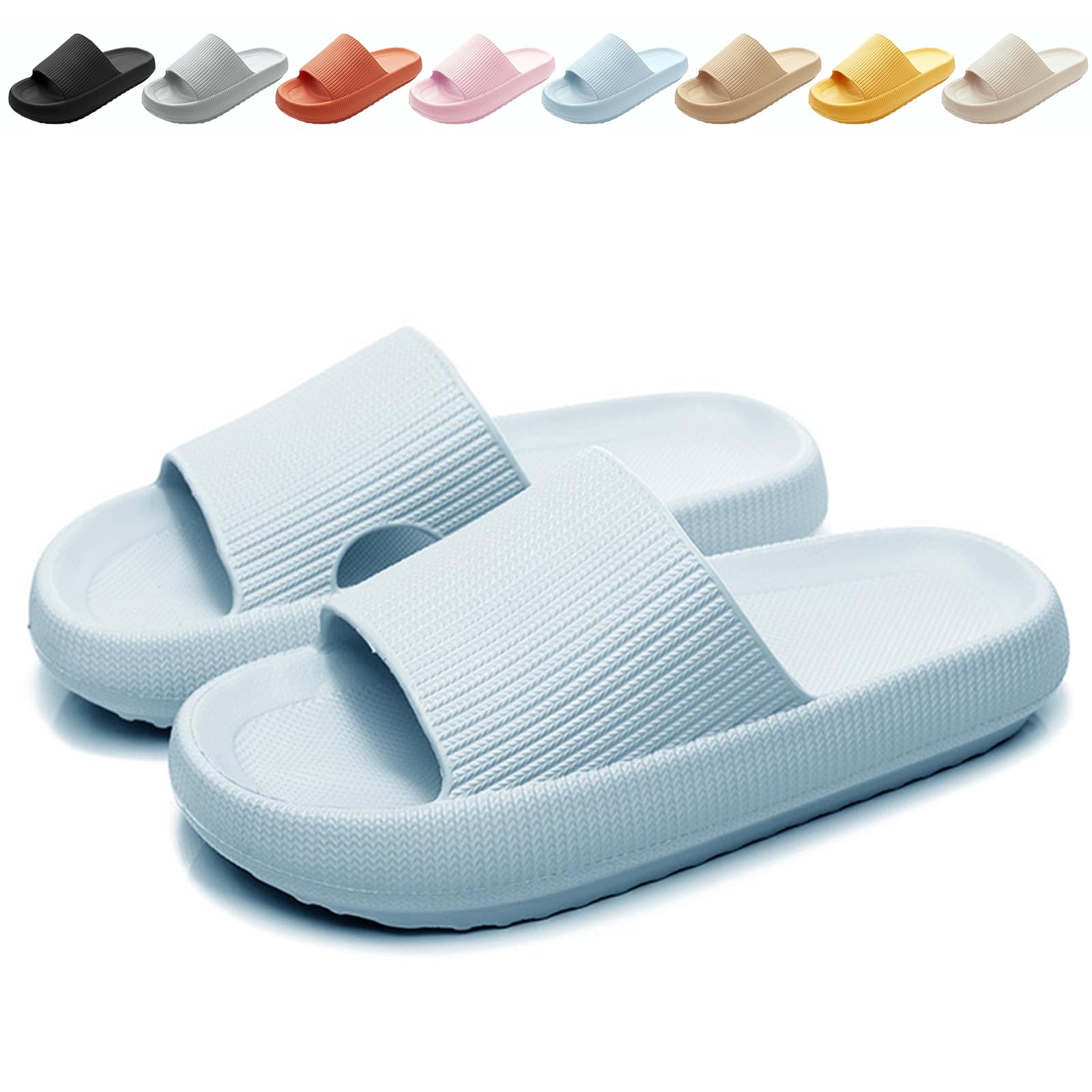 BHFRGAS Sliders Cloud Slippers Women Men，Non-Slip Mens Womens Slippers Cloud Sliders，Soft Flip Flops with Thick Sole for Shower Bathroom Pool Beach — view 10