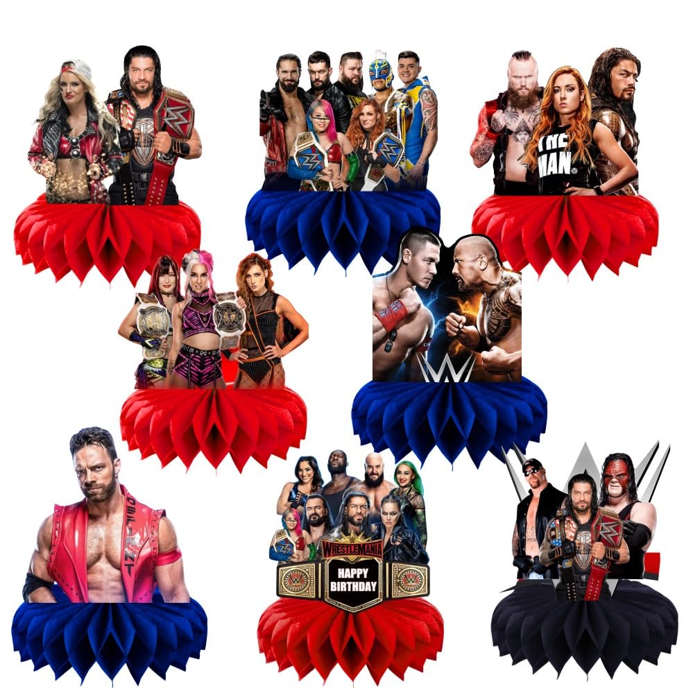 8Pcs Wresting Table Centerpiece Birthday Party Supplies Table Decorations for Wresting Themed Party Decorations