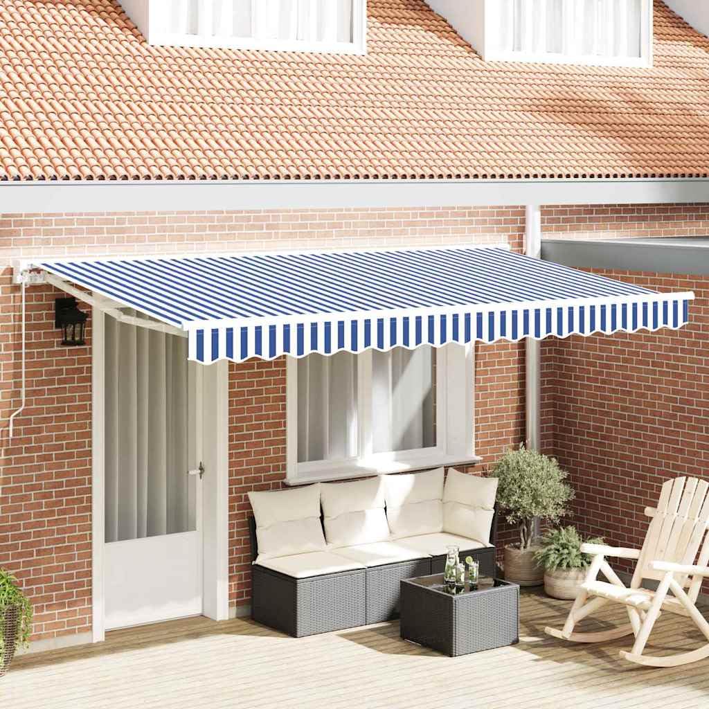 Toile De Rechange pour Auvent Bleu Et Blanc 4x2m Polyester