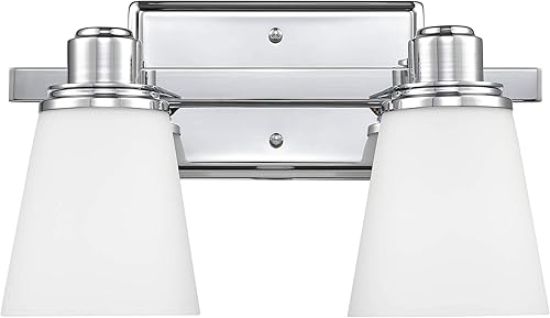 Miniatura 5 de Linea di Liara Terracina - Lámpara cromada para baño, 2 luces, para tocador de baño, con pantalla de vidrio esmerilado, certificación UL