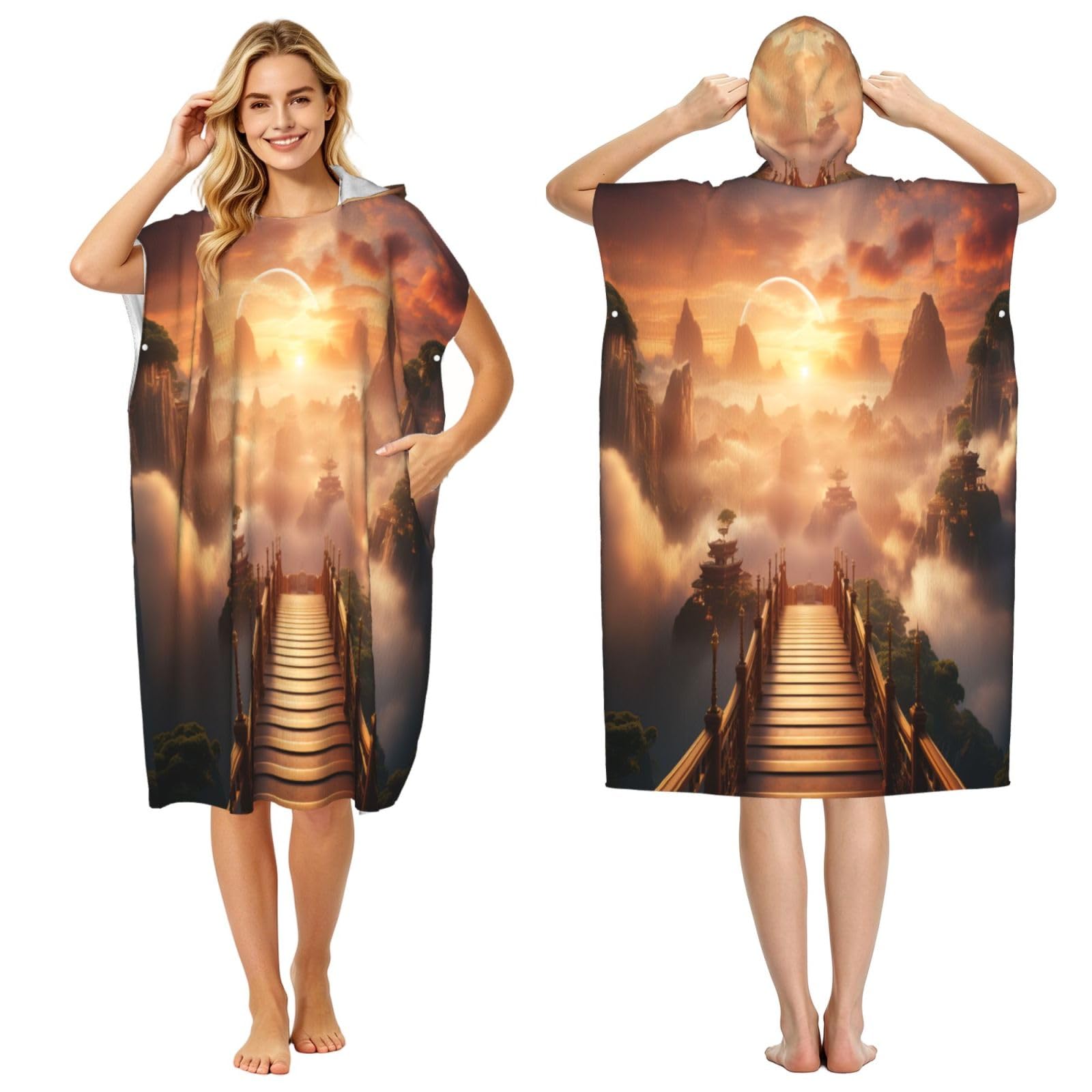 DTHKJNLSF Xianxia Fantasy Adult Hooded Beach Poncho Towel