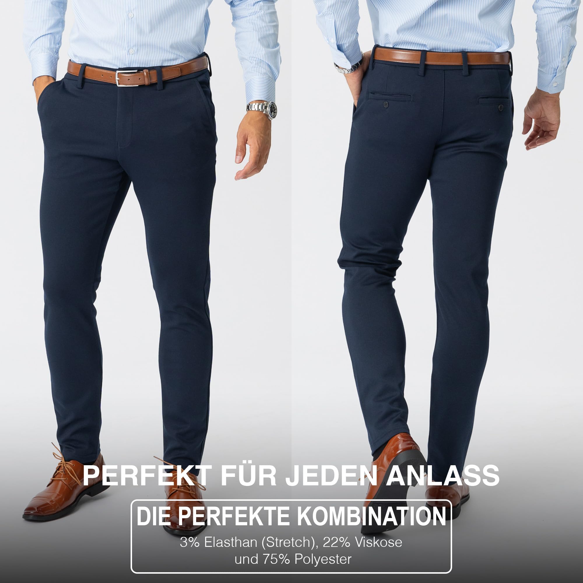 Performance Pants Herren - Stilvolle Slim Fit Herren Hosen Stretch - Hosen Herren Stretch - Angenehme Praktische Männer Hosen für Business & Freizeit - Bequeme Stoffhose Herren