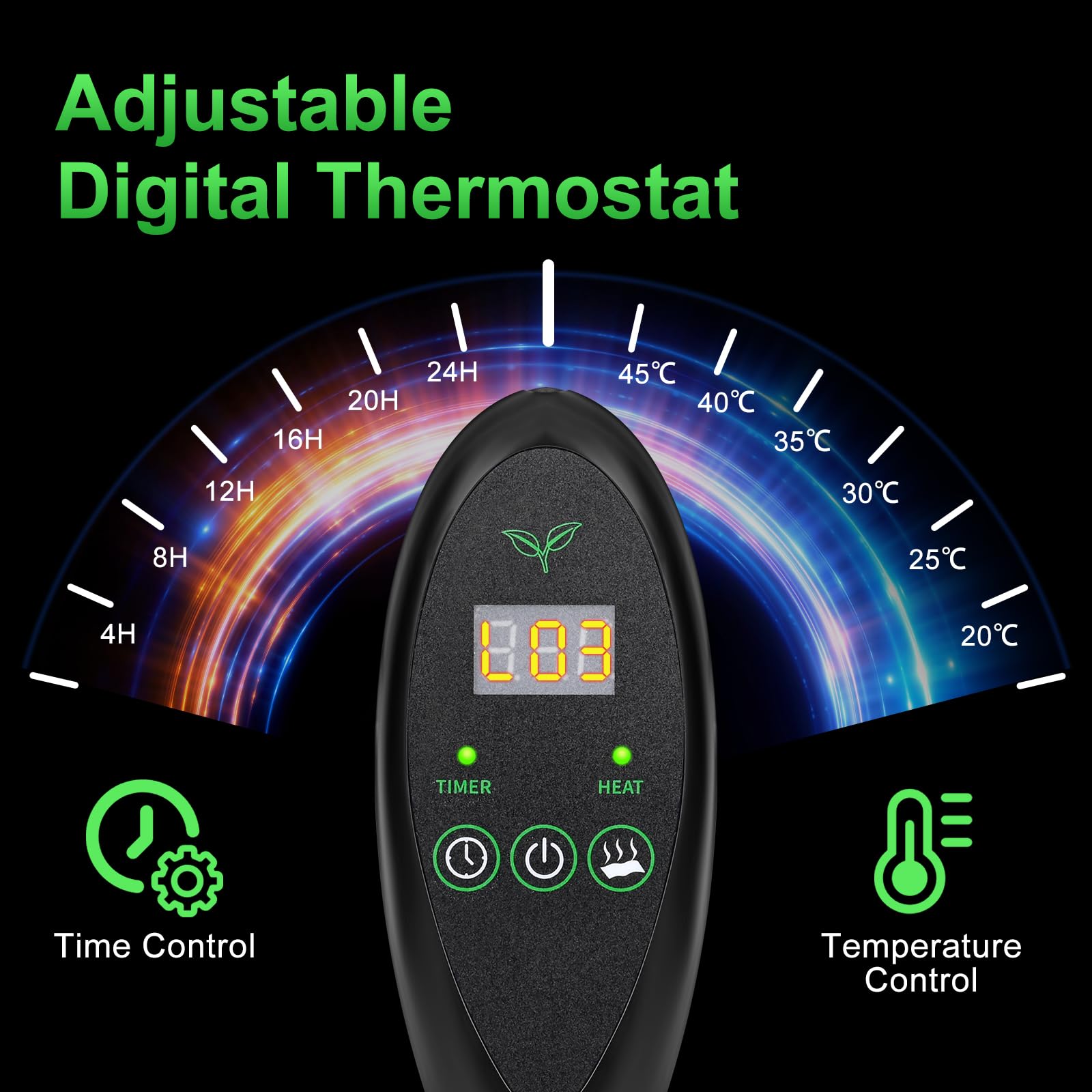 Estera Calefactora para Plantas con Termostato, Estera TéRmica para Plantas con 6 Niveles de Temperatura Y 6 Niveles de Temporizador, Estera TéRmica para PláNtulas (30W, 53x 25cm)