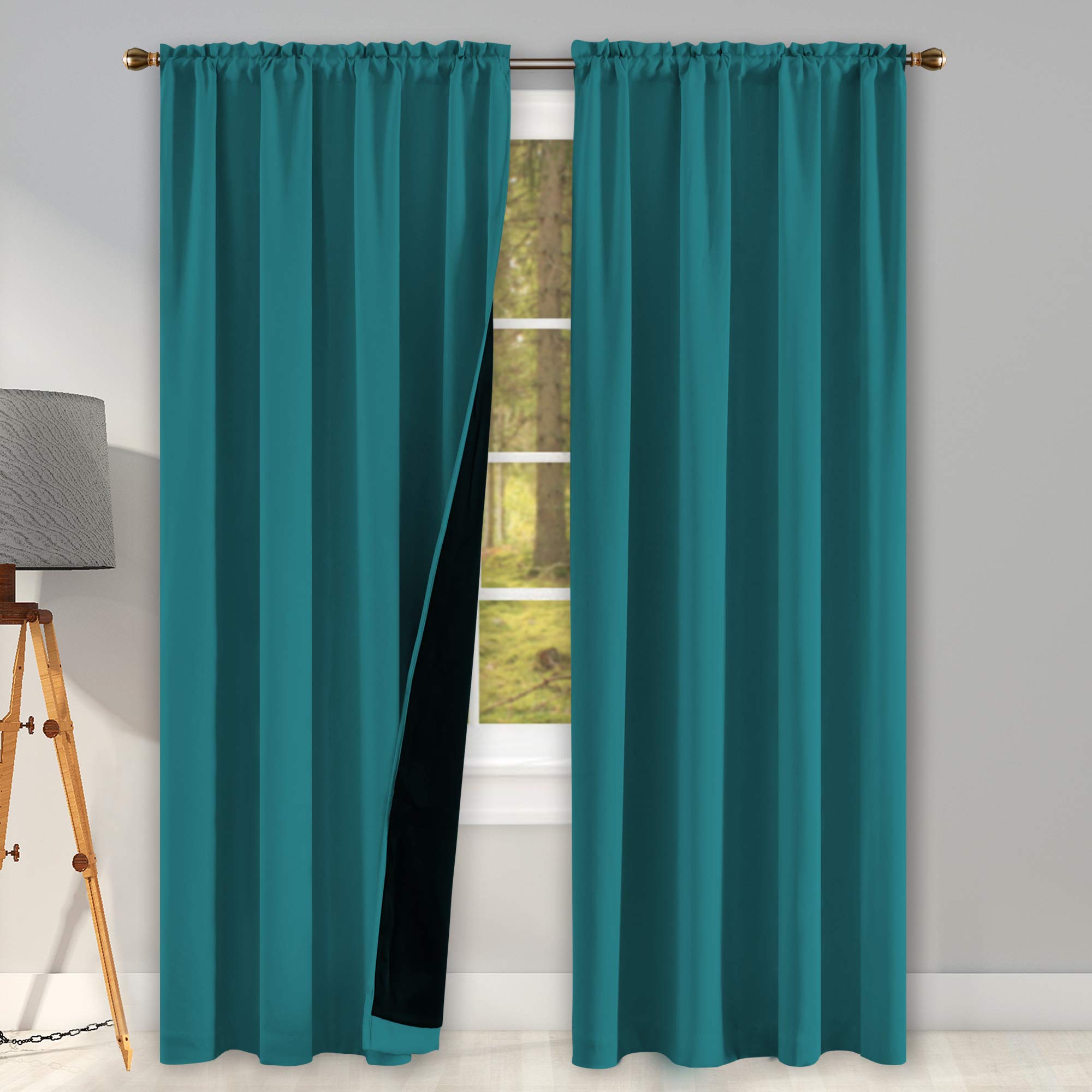 KEQIAOSUOCAI 84 Inches Long 100 Pct Blackout Curtains for Bedroom - Heat and Full Light Blocking Drapes for Nursery Super Heavy Energy Saving Double
