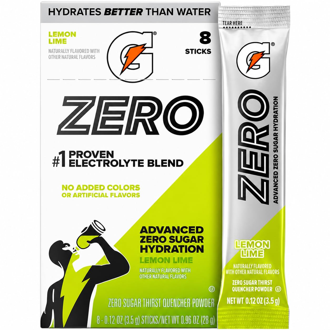 GATORADE - Zero Sugar Electrolyte Drink Mix Lemon Lime (3g x 10 Packets) By COUGAR | Hydration Powder with Essential Electrolytes | Refreshing Citrus Flavor Sports Drink | Workout & Fitness Hydration Support – (Imported - USA)-image-40