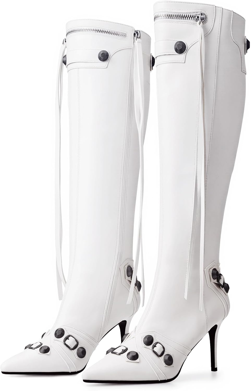 VARECOLA Women’s Knee High Boots, Pointed Toe Stiletto High Heel Boots with Zipper Fall Winter Dress Fashion Boots