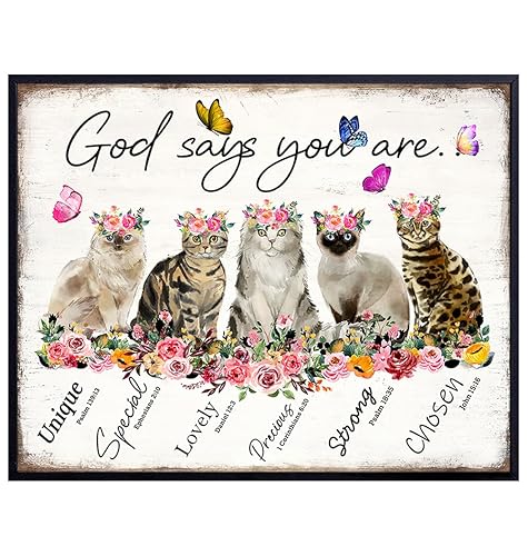 Miniatura 1 de Christian Inspirational Wall Art 11x14 - Bible Verse Psalm Scripture Wall Decor for Women - Christian Gifts - Love, Faith, God Says - positive