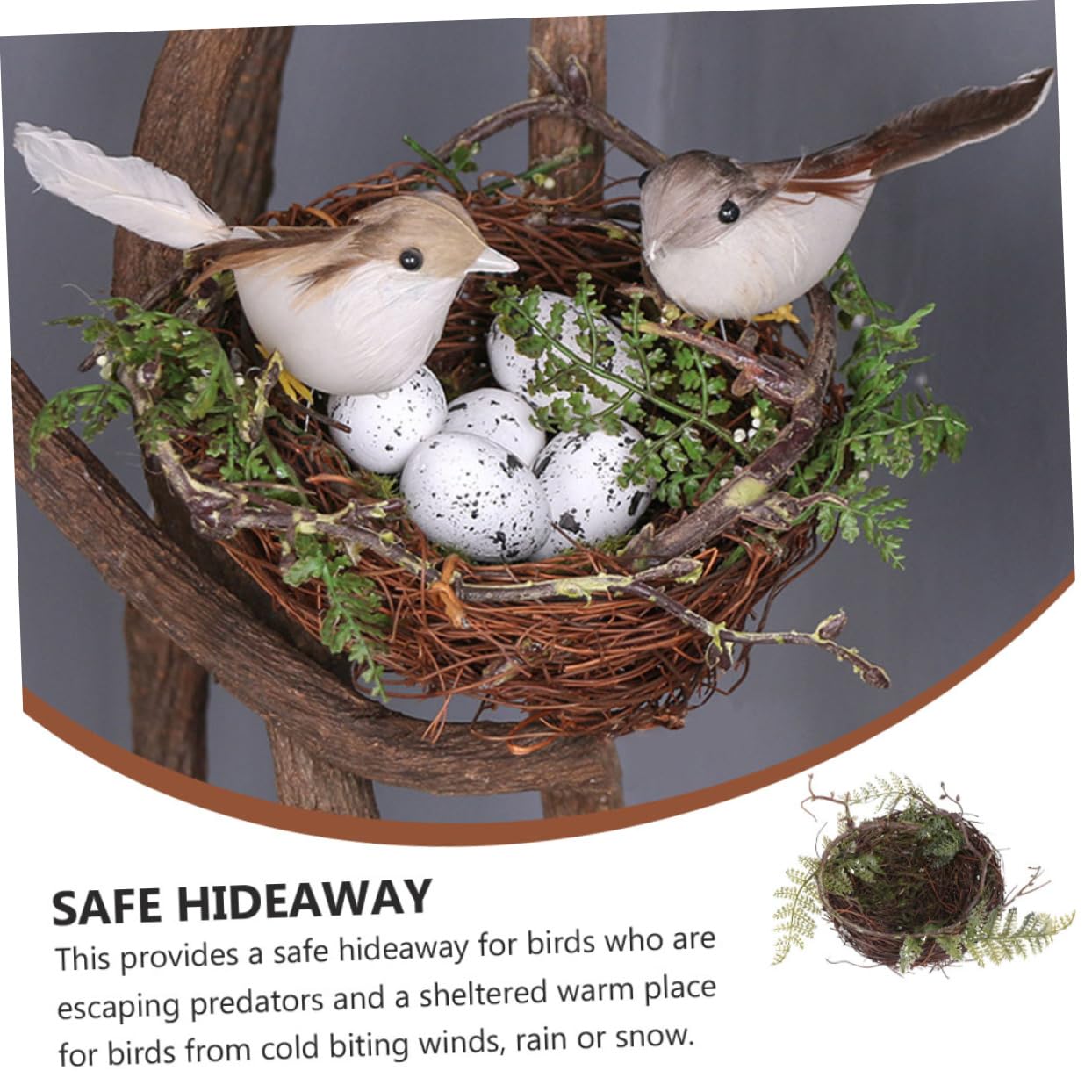 BESPORTBLE 4sätze Handgefertigtes Vogelhaus Aus Rattan Mit Dekorativem Nest Für Hochzeitsfotos Garten Und Vogelzucht Inkl Vögeln Und Eiern Für Kleine Vögel Und Heimdekoration