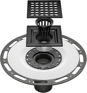 4 Inch Shower Drain Compatible with Schluter Kerdi System, Bonding Drain with PVC Bonding Flange for Schluter Shower Kit, Diamond Pattern Grate (Black)