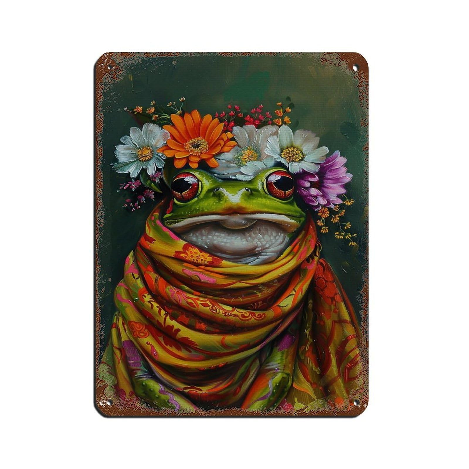 Matisse Floral Frog Poster Tin Sign Vintage Metal Pub Club Cafe Bar Home Wall Art Decoration Poster Retro 12x16inch(30x40cm)