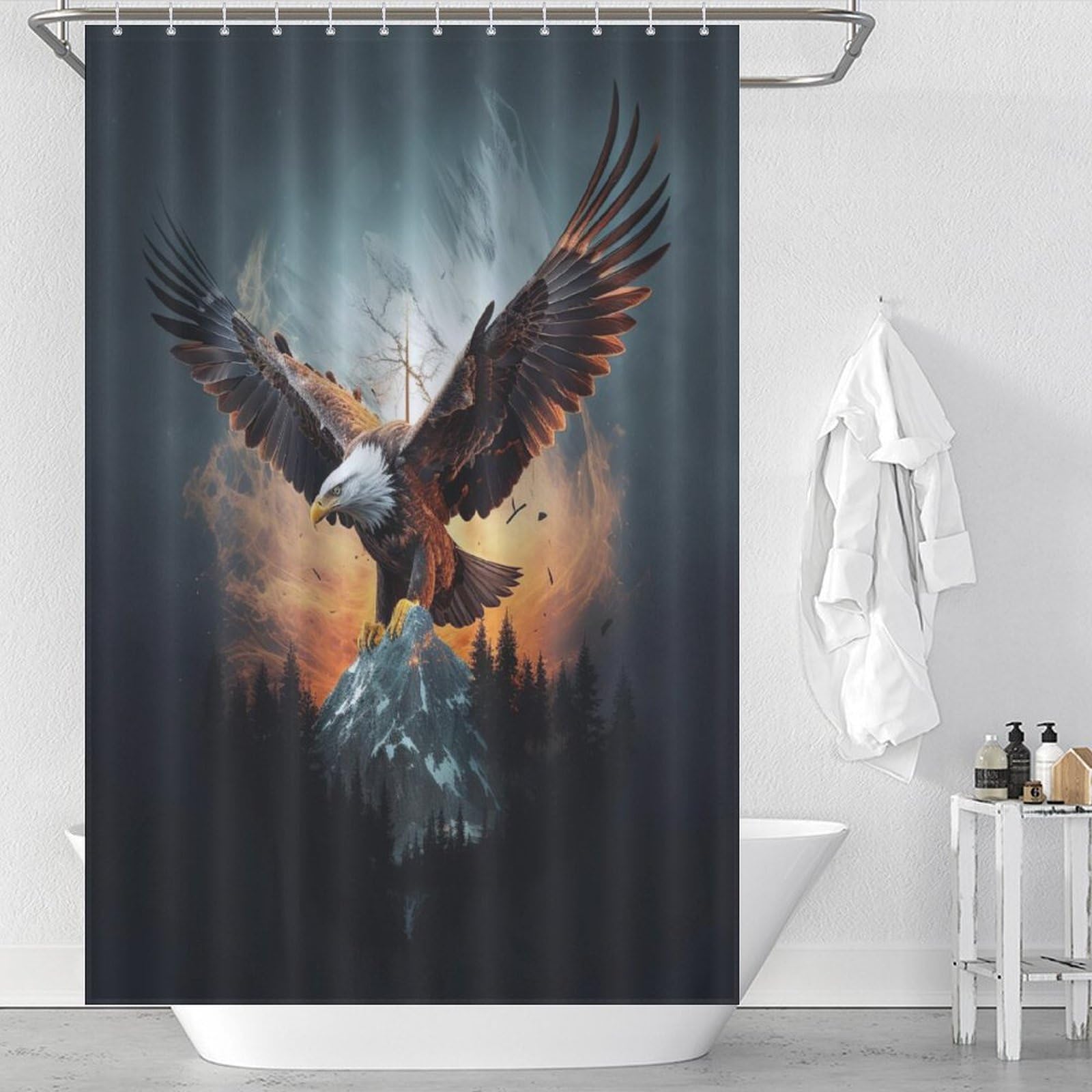 Rideau de douche polyester imperméable Aigle 122x183cm lavable