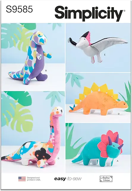Simplicity S9585 Plush Dinosaur Sewing Pattern - Easy Stuffed Craft