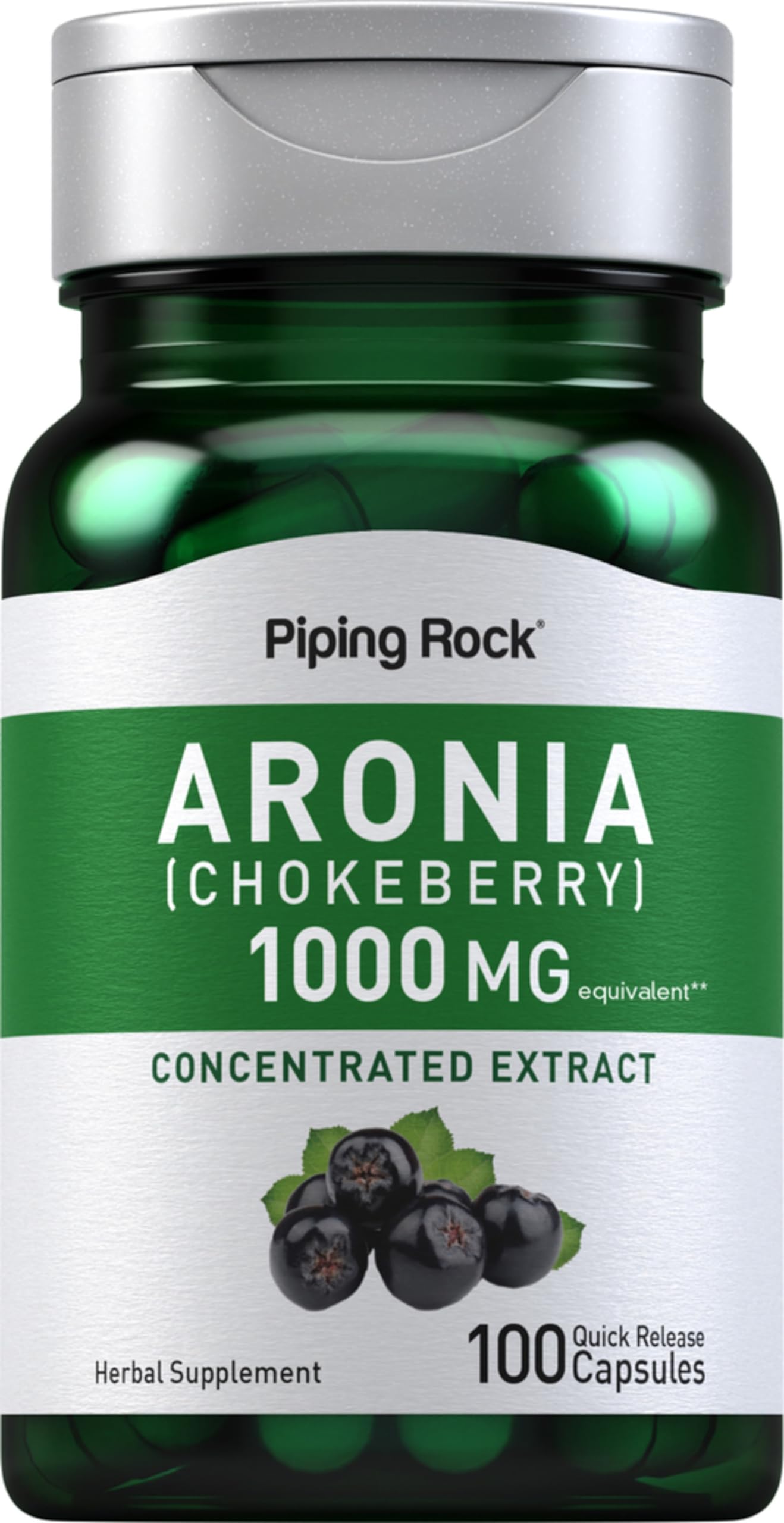 Piping Rock Aronia Berry Capsules | 1000mg | 100 Pills | Chokeberry Herb Extract | Supplement Concentrate | Non-GMO, Gluten Free