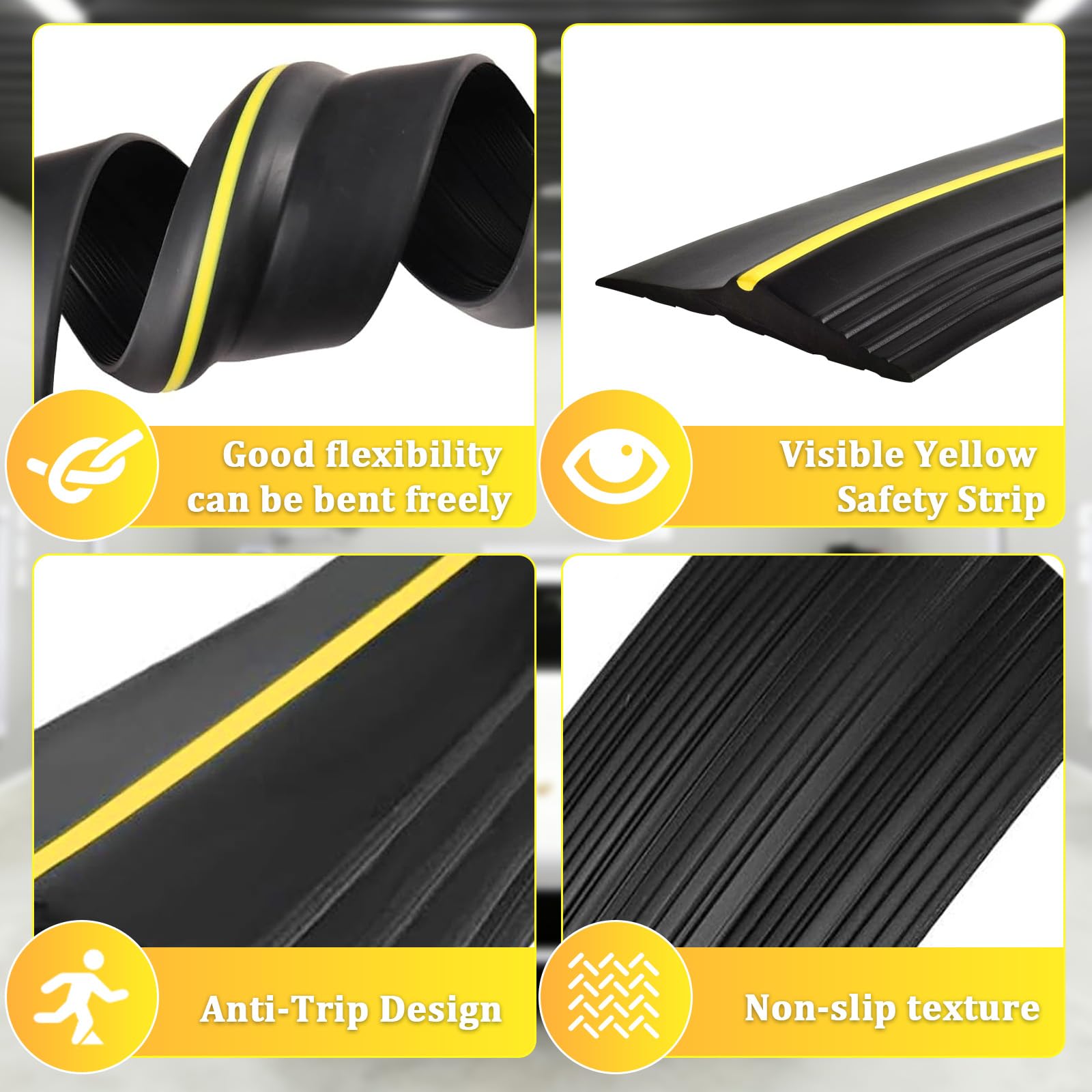Joint Porte de Garage 3M,Joint d’étanchéité en Caoutchouc, Bande de sol pour seuil de garage universelle, pour des Garages Propres et Secs, 100mm(W)*25mm(H)*3m(L)
