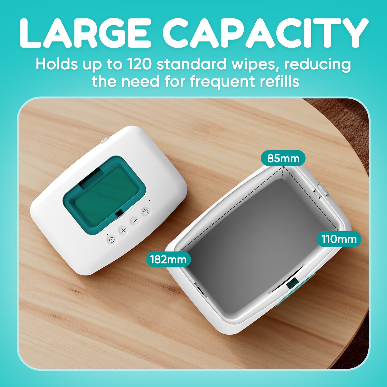 MYPIN Chauffe-lingettes pour Bébé, Température Constante 24H/24, Capacité 120 Lingettes, Veilleuse LED