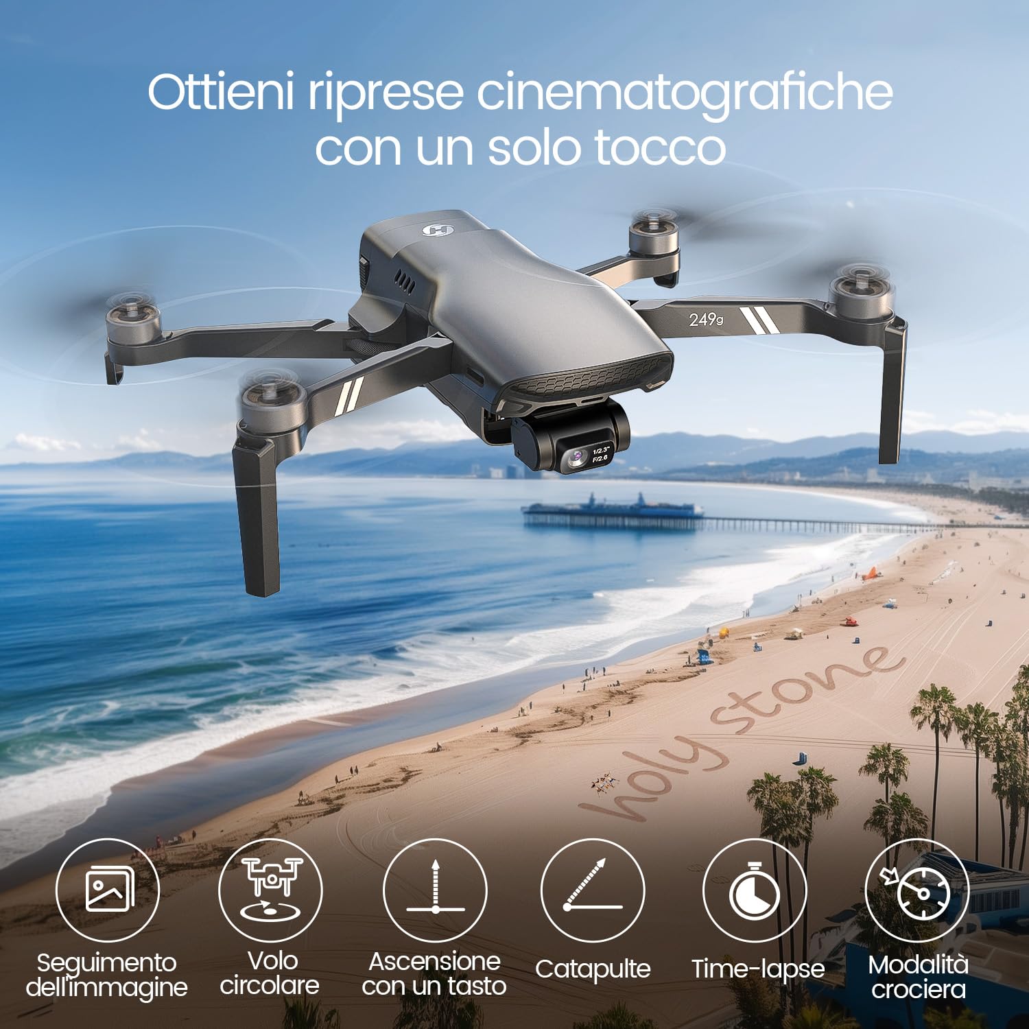 Holy Stone HS900 Drone GPS con Fotocamera 4K per Adulti,Drone con Gimbal Brushless a 3 Assi, Video 4K/30FPS, Foto 48MP,Trasmissione 6KM,Tempo di Volo 30 Min,Tracciamento Visivo, Meno di 249g,C0