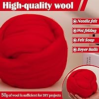 Vista 5 de Mayboos Ovillos de lana para fieltro, 1.76oz de lana natural coloreada para fieltro, suministros de fieltro de lana pura gruesa para fieltro húmedo