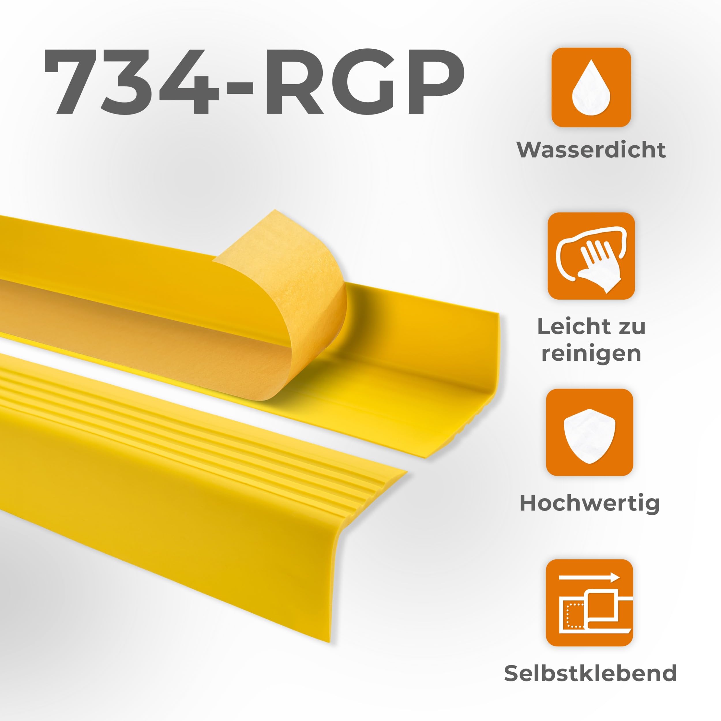 Profilo Angolare PVC Per Scale - Autoadesivo, Antiscivolo, Giallo 50x50mm, Lunghezza 100cm - Foto 9