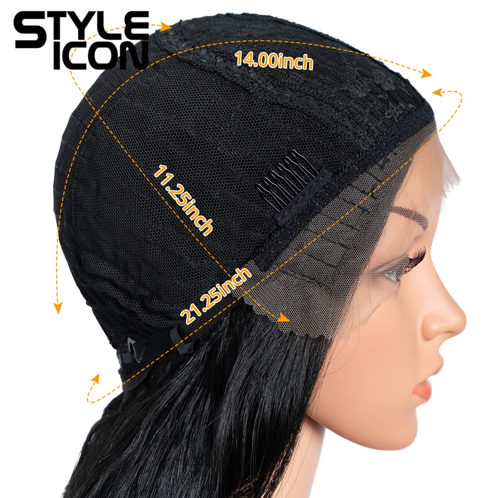 Style Icon 36" Lace Front Wigs Super Long Loose Wave Wig With Baby Hair 130% Density Synthetic Wig (36 Inch, 1B)