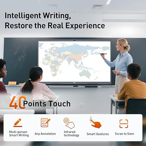 Miniatura 4 de JAV Pizarra blanca interactiva para aula, oficina, hogar, 4K UHD 8+128GB pantalla táctil Smartboard con sistema operativo Android con licencia EDLA