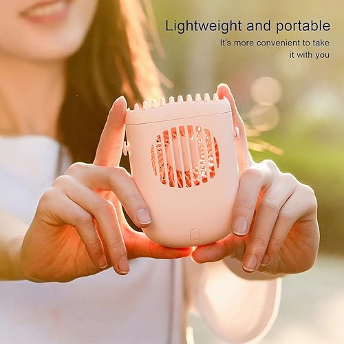 Miniatura 3 de KTTR Ventilador de cuello portátil, ventilador pequeño alimentado por USB con batería de larga duración, manos recargables USB, 3 modos de velocidad