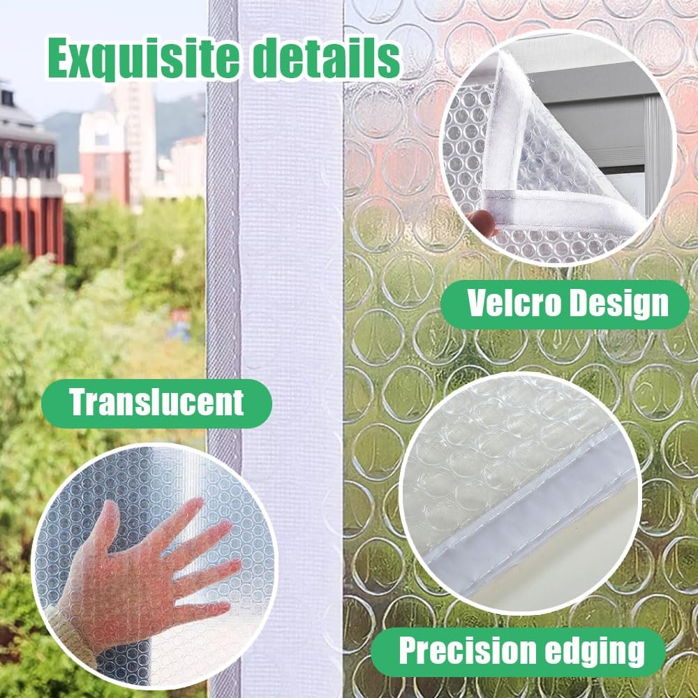 Kit Di Isolamento Termico Per Finestre 120/150/180cm Pellicola Isolante In Plastica Per Finestre Per L'inverno, Tende Termiche Isolanti Riutilizzabili(150x180cm/59x71in)