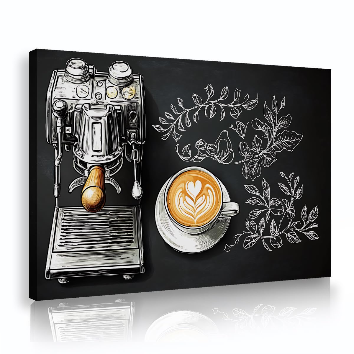 Via Vela Tela de café Arte mural Grabados en máquina de espresso Carteles de cocina Cafetería Obras de arte Murales de estilo vintage para decoración de lavandería 60x90cm