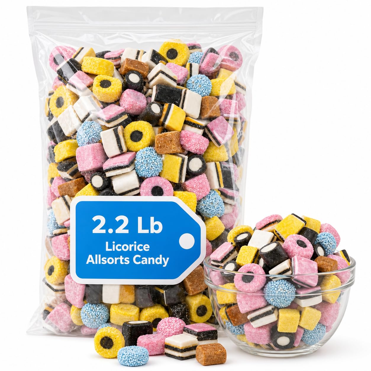 Licorice Allsorts Candy, Assorted Chewy Licorice Sweets, 2.2 lb Bulk Bag