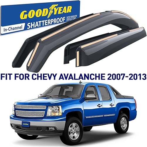 Miniatura 2 de Goodyear Deflectores de ventana inastillables en el canal para Chevrolet (Chevy) Avalanche 2007-2013, protectores de lluvia, viseras de ventana para