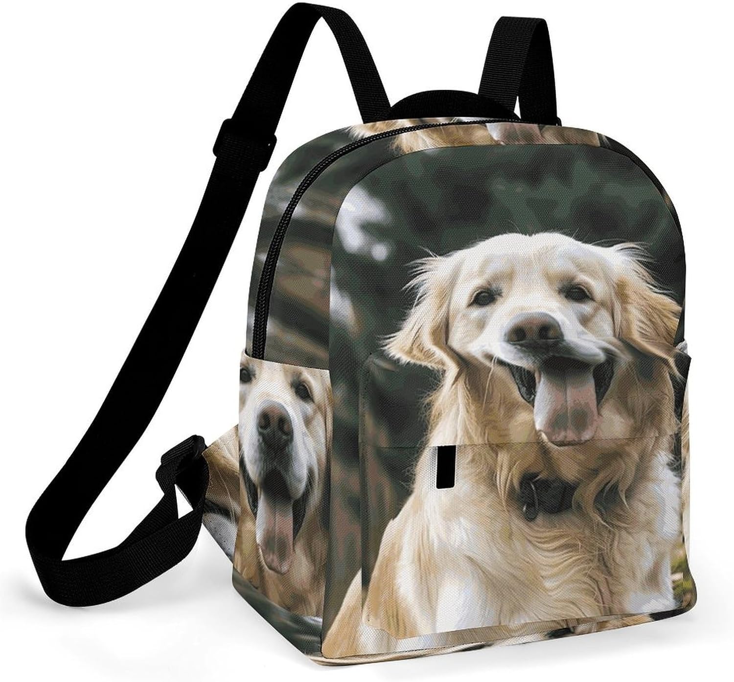 Waterproof Mini Backpack for Women - 10 Inch Oxford Lightweight Daypack Cute Bag Small Daypack Funny Golden Retriever Small Backpack Purse for Travel Work Weekender