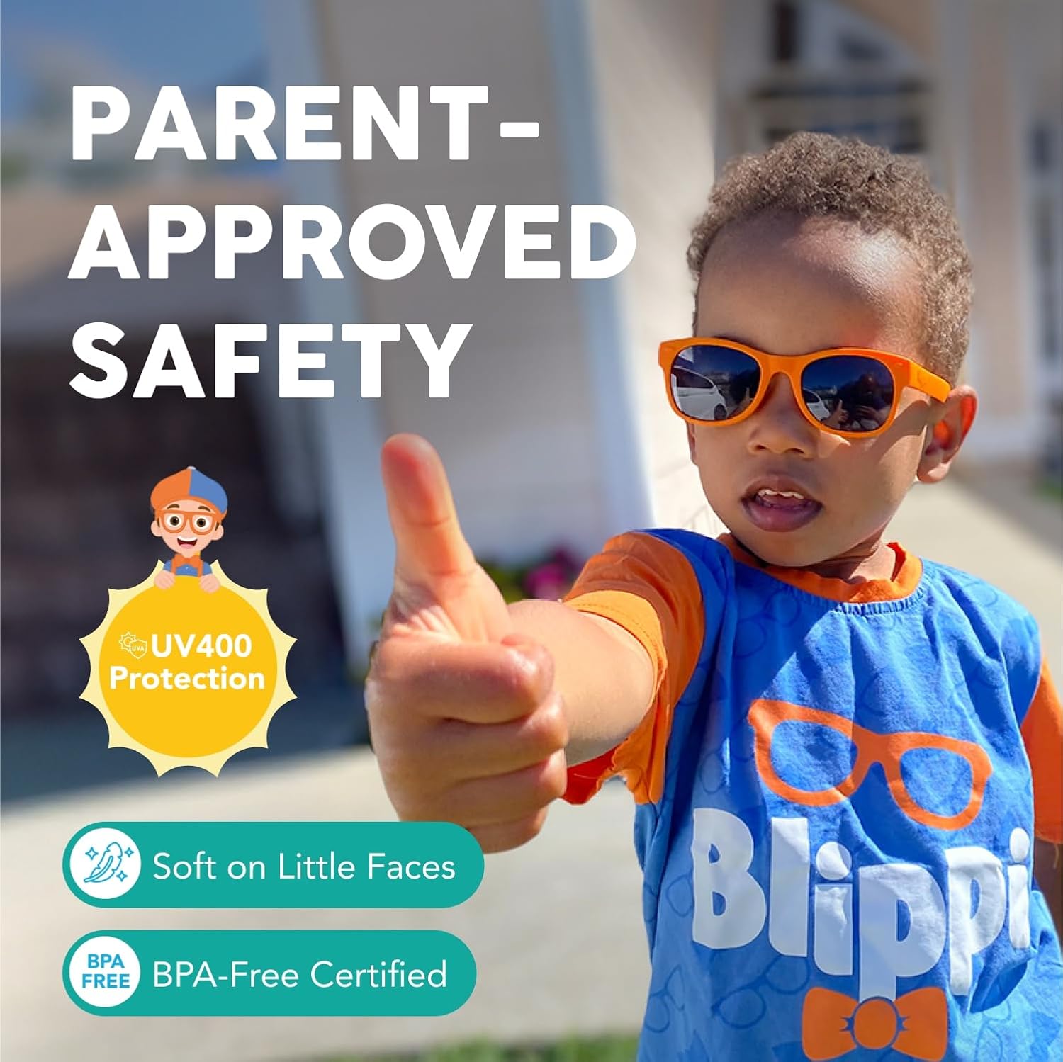 Blippi Sunglasses - Unbreakable Polarized Glasses for Active Kids - BPA Free UV Protection