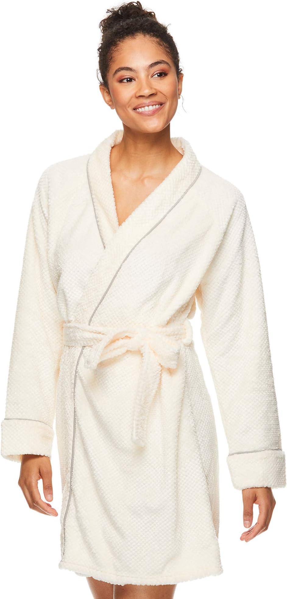 TAHARI Womens Honeycomb Plush Robe, Womens Robes Knee Length, Womens Bathrobe, Short Robes for Women