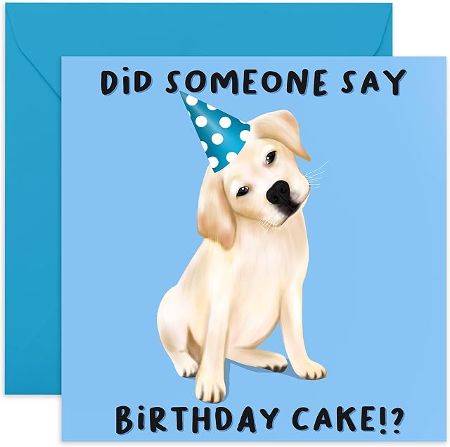 Central 23 - Dog Birthday Card - 'Did Someone Say Cake' - Birthday Card for Him - for Son - Comes with Fun Stickers