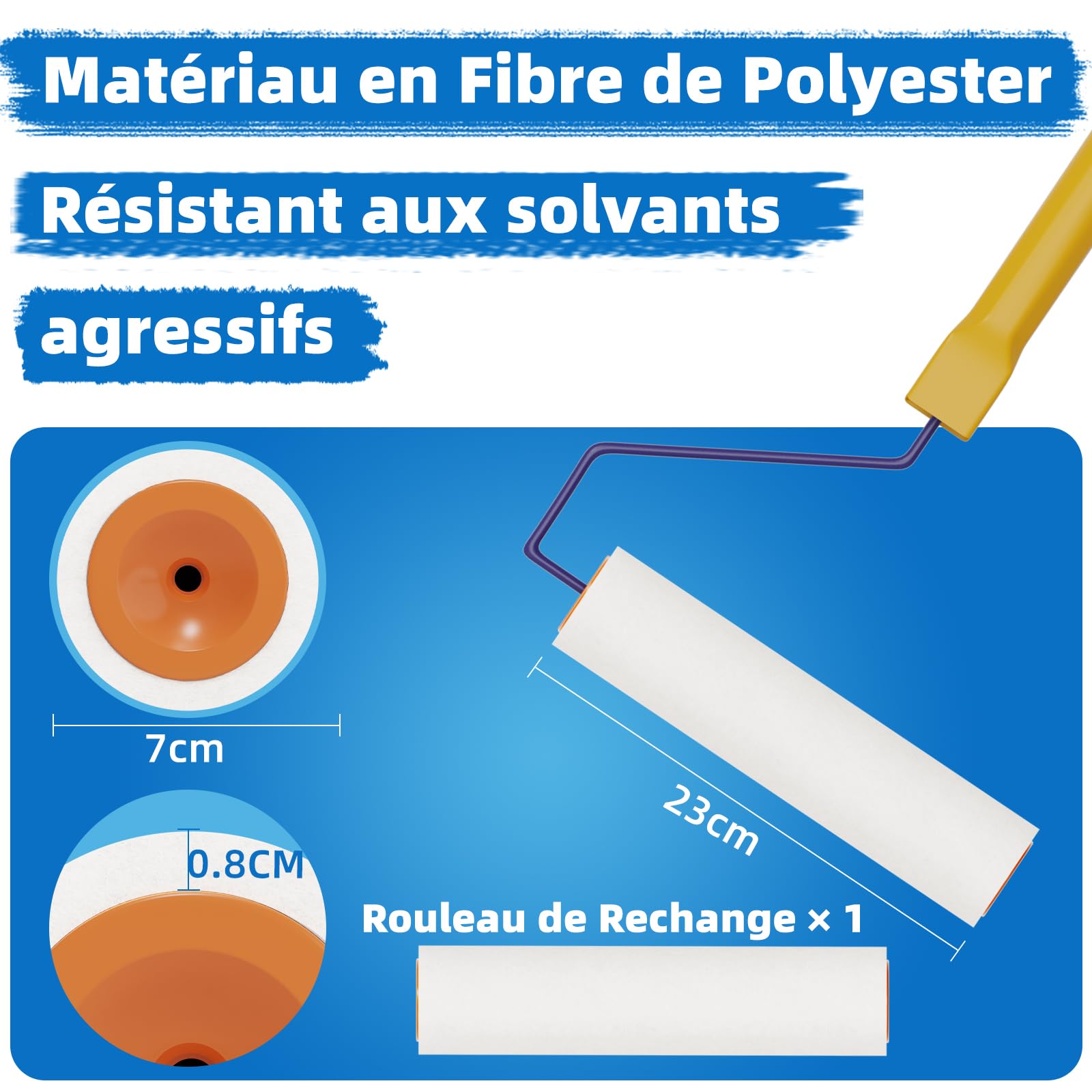 VKE Rouleau Debulleur Ragréage 23cm Bavures 14mm avec Perche Telescopique