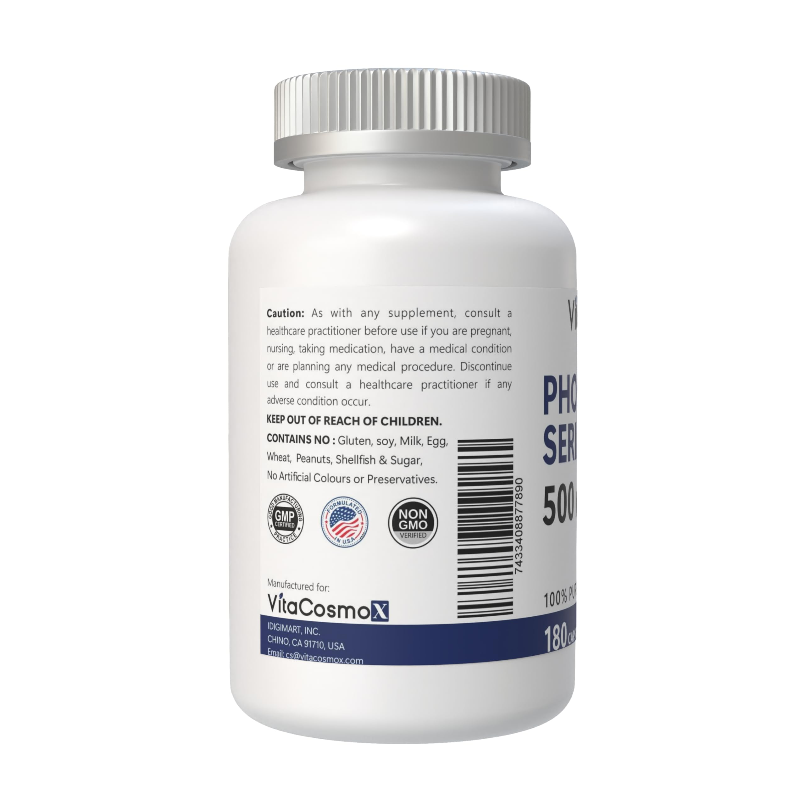 Phosphatidylserine, 500mg, 180 Veggie Capsules - 90 Servings, Gluten Free, Non-GMO, and Vegetarian Friendly — Amazon image 3