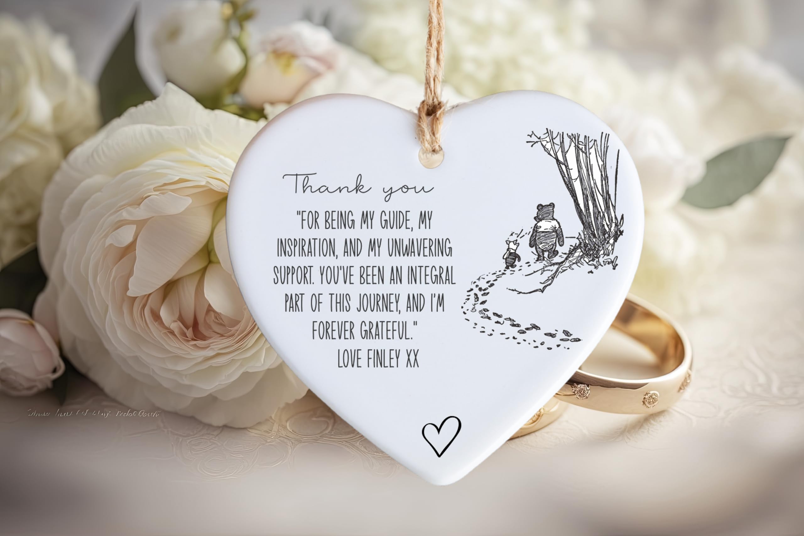 Personalised Teacher Gift End of Term Thank You Keepsake Custom Name Nursery, Preschool, or Primary School Leavers Present – Cute Bear Design TA or Classroom Gift Acrylic Heart (Heart Only)