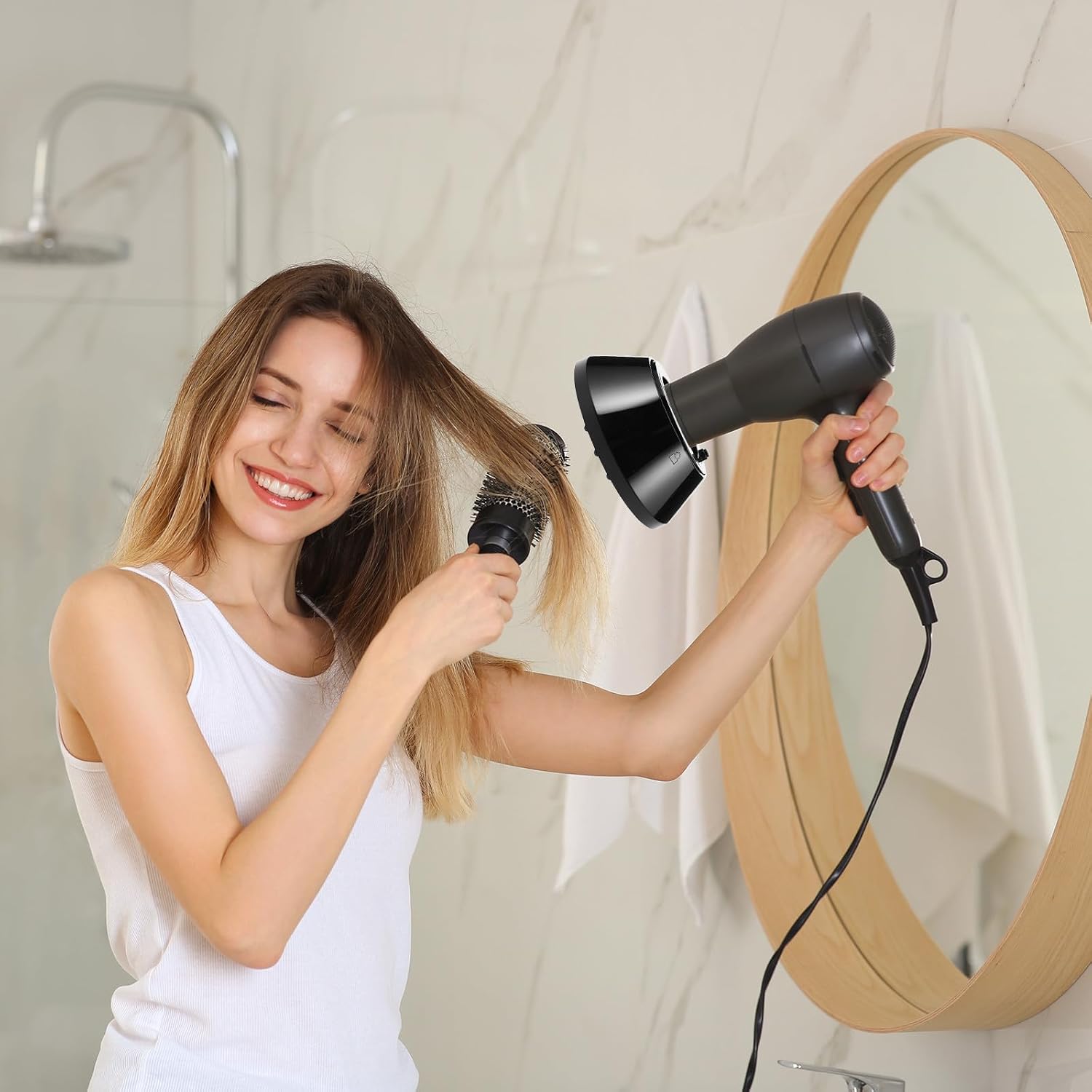 NOLITOY Universal Black Hair Dryer Diffuser Nozzle Attachment Portable Foldable Curly Hair Diffuser and Drying