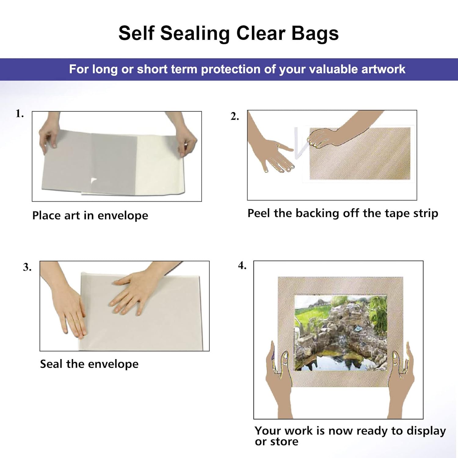 Falling in Art Acid Free 1.496mil (Single Side) Crystal Sealed Clear Bags for 12x16 Art Prints, Photos, 12 2/5 Inches by 16 1/2 Inches, 25-Pack