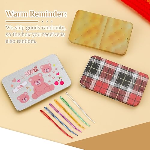 Miniatura 8 de UOOU Aguja de hilo, aguja de tejido, agujas dobladas para ganchillo, agujas grandes para oscurecer los ojos con caja de almacenamiento para tejer