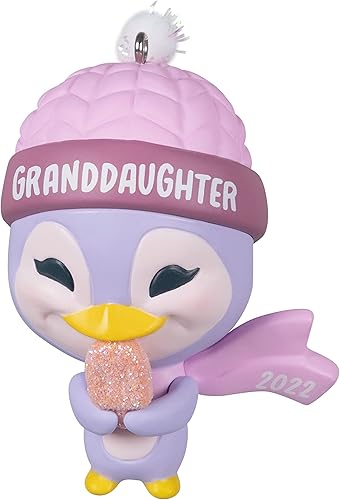 Hallmark Keepsake Adorno navideño con fecha de año 2022, nieta pingüino